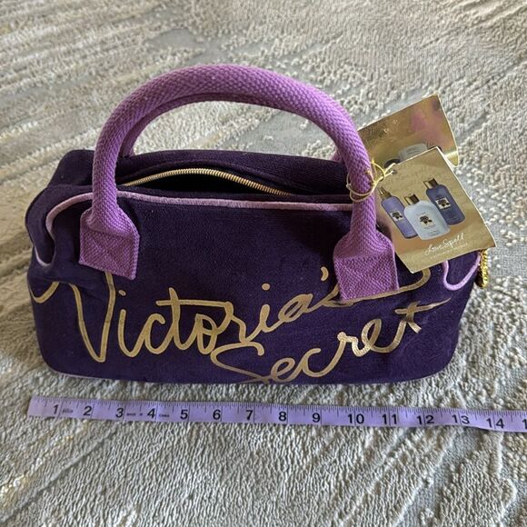 Victoria’s Secret Tote make up Bag purple and gold new with tags - Picture 7 of 9